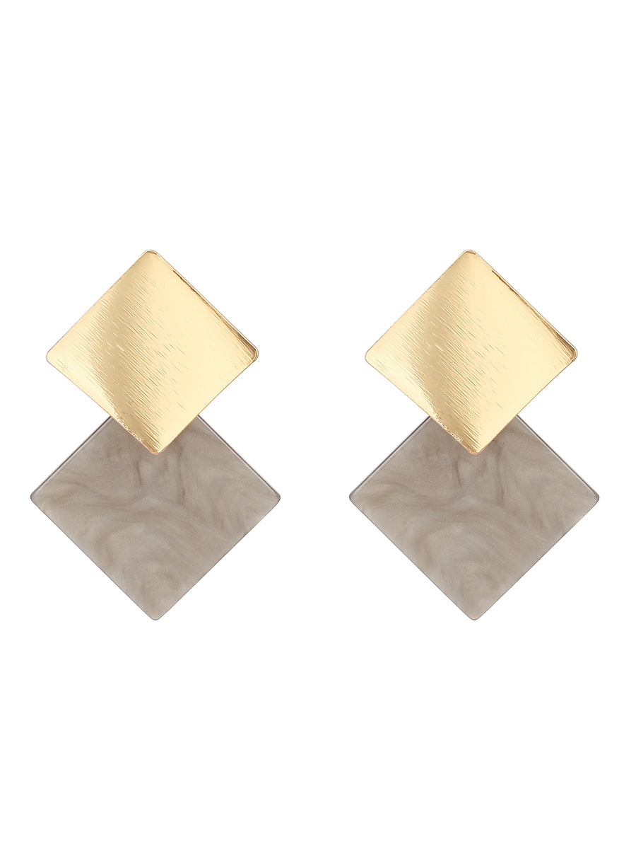 Mode Quadratische Geometrische Diamant Ohrringe Frauen Ohrringe Grenz Überschreitende Explosive Metall Gebürsterte Europäische Und Amerikanische Persönlichkeit Ohrringe display picture 1