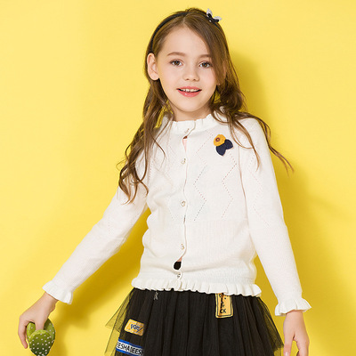 Children's clothing factory machining customized Europe and America new pattern Lotus leaf Flower girl knitting Cardigan coat Amazon Source of goods