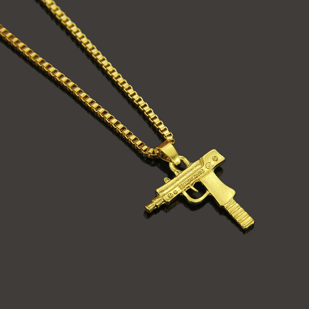 New Necklace Mini Hip Hop Pistol Machine Gun Necklace display picture 2