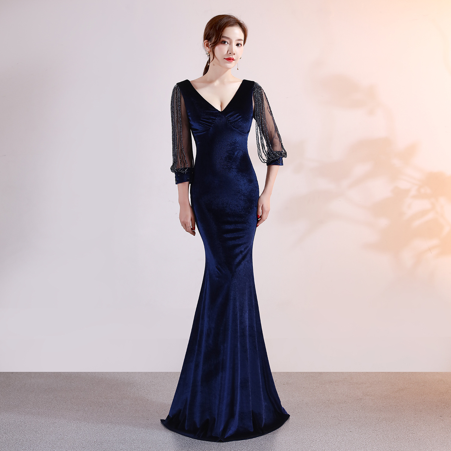 D9439 1650K VÁY ĐẦM LIỀN THÂN DỰ TIỆC NỮ YIEOUBA SEXY DÀI TAY MÙA XUÂN THU ĐÔNG KIỂU ĐUÔI CÁ THỜI TRANG NỮ G05 SẢN PHẨM MỚI