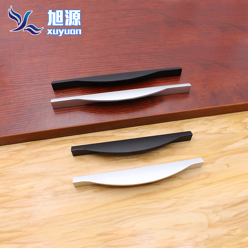 廠家直銷鋁合金拉手現代簡約啞光黑色抽屜櫥櫃拉手家具五金門把手