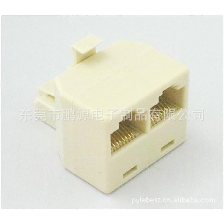 供应塑胶成型RJ45三通头网络设备三头均为RJ45八芯标准插孔水晶头