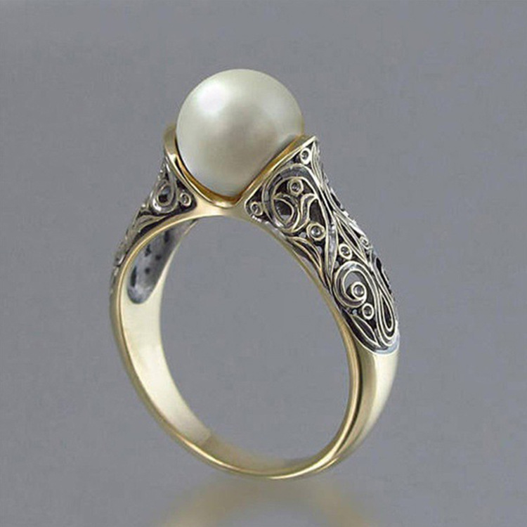 1 Piece Simple Style Waves Alloy Inlay Artificial Pearls Women's Rings display picture 1