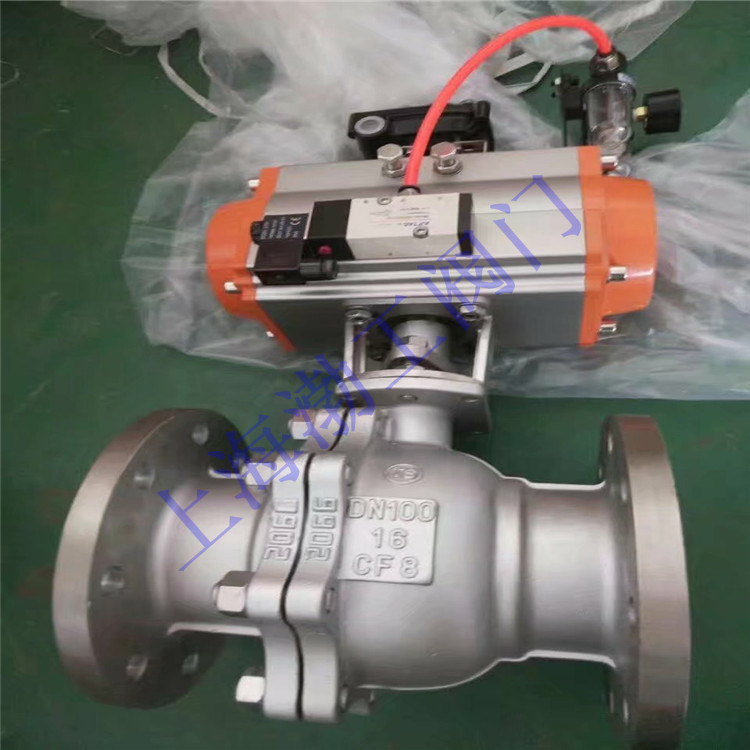 带手轮气动法兰球阀 Q641H-64C 双作用防爆带三联件球阀