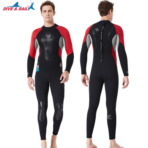DIVE&SAIL new 3MM wetsuit men's wet one-piece warm wetsuit long-sleeved waterproof mother-in-law snorkeling swimsuit