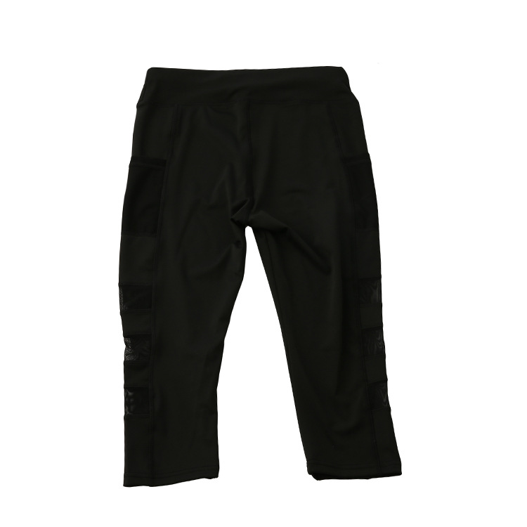 pantalones de yoga de malla con bolsillos laterales recortados NSLX9015