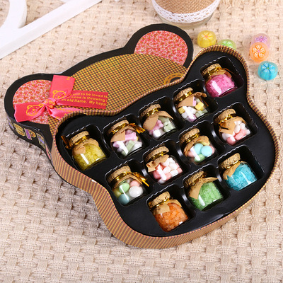 2019新款禮盒裝小熊糖果290g/盒 許願瓶可愛創意生日禮物工廠定制