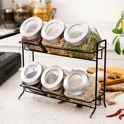 Philharmonic excellent Kitchen Canister Glass Seasoning Box suit household Caster Seasoning Storage tank storage box