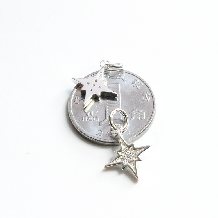 1 Pièce 12.5*10.6mm Argent Sterling 925 Zircon Star Brillant Pendentif display picture 5