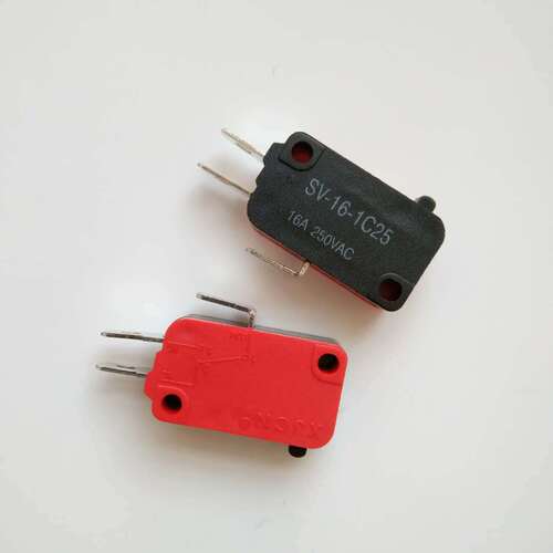 Trayector de microinterruptor de botón de estilo americano con conexión de tres patas, microinterruptor de conexión de tres patas con elástico, modelo SV-16-1C25