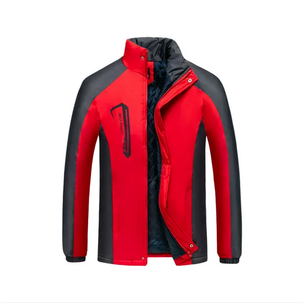 New Autumn and Winter Color-Blocked Advertising Cotton Jacket with Printed Logo, Padded and Thickened Outdoor Couple's Jacket, Factory Uniform
