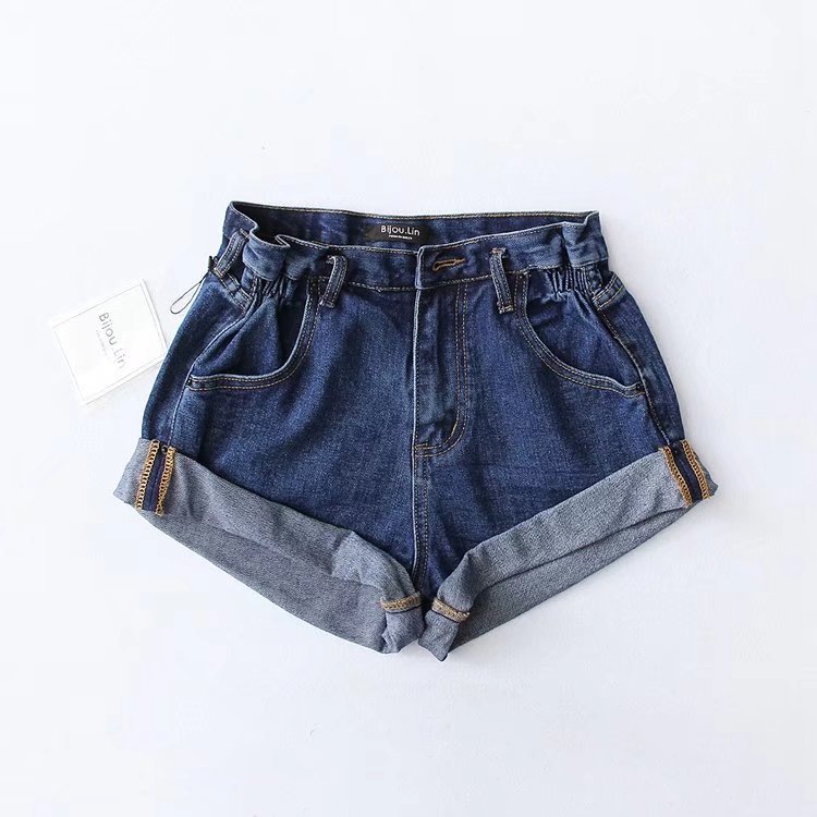 Rolled High Waist Wide Leg Denim Shorts NSAC37400