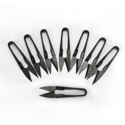 厂家批发 十字绣小剪刀 U形纱剪 线头剪 黑色纱剪批发|ms