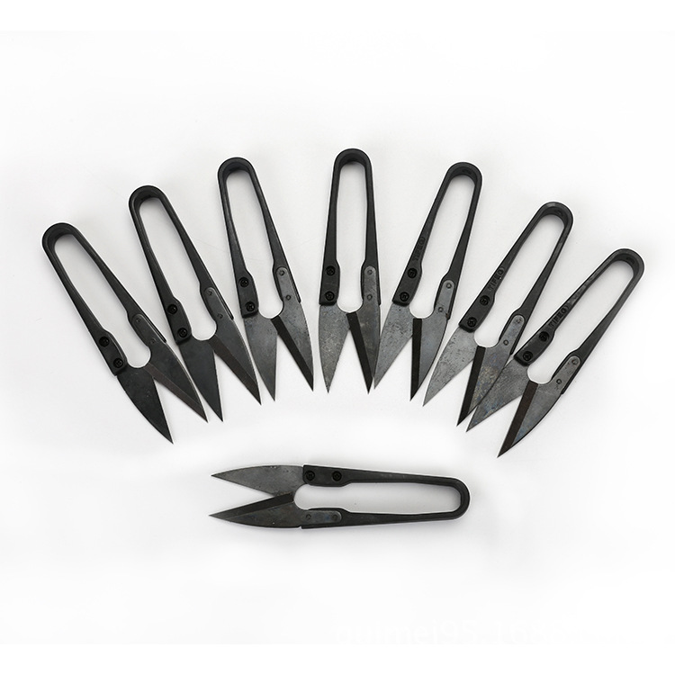 厂家批发 十字绣小剪刀 U形纱剪 线头剪 黑色纱剪批发|ms