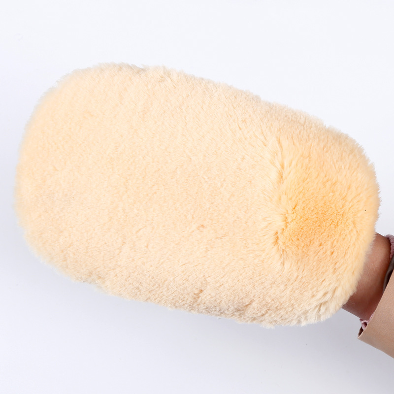 日式羊毛洗车擦车手套蜡擦洗车工具皮毛一体手套批发|ru