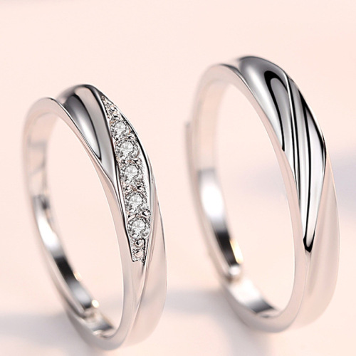 925 sterling silver couple rings, open and graceful rings, men and women, Japanese and Korean version, wholesale