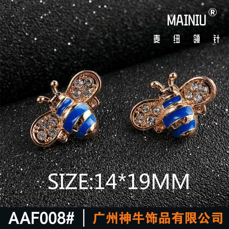 AAF008 Diamond Small Bee Exquisite Dripping Oil Small Metal Insect Bee Gold Alloy Material Branch