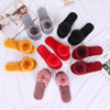 New spring and autumn and winter hair ball slippers thicker plush home women's soft bottom floor off -toe slippers four seasons