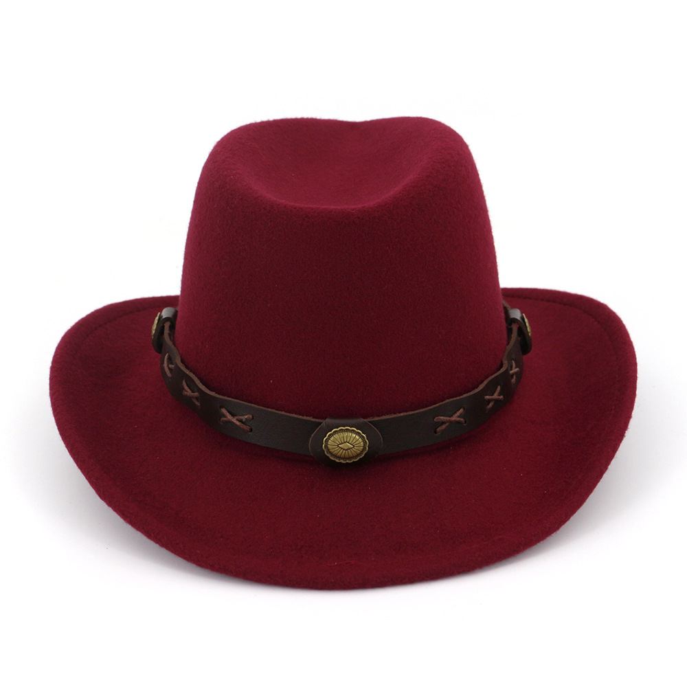 2023 Nieuwe Hot Selling Hoed Nieuwe Etnische Minderheid Stijl Mannen En Vrouwen Paar Hoed Wollen Western Cowboy Hoge Hoed_voghion.com