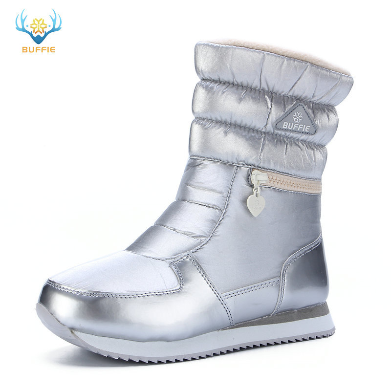 Botas de nieve de las mujeres de fondo plano a media pantorrilla impermeable cremallera engrosada zapatos de algodón transfronterizo Taobao suministro al por mayor entrega de una sola pieza