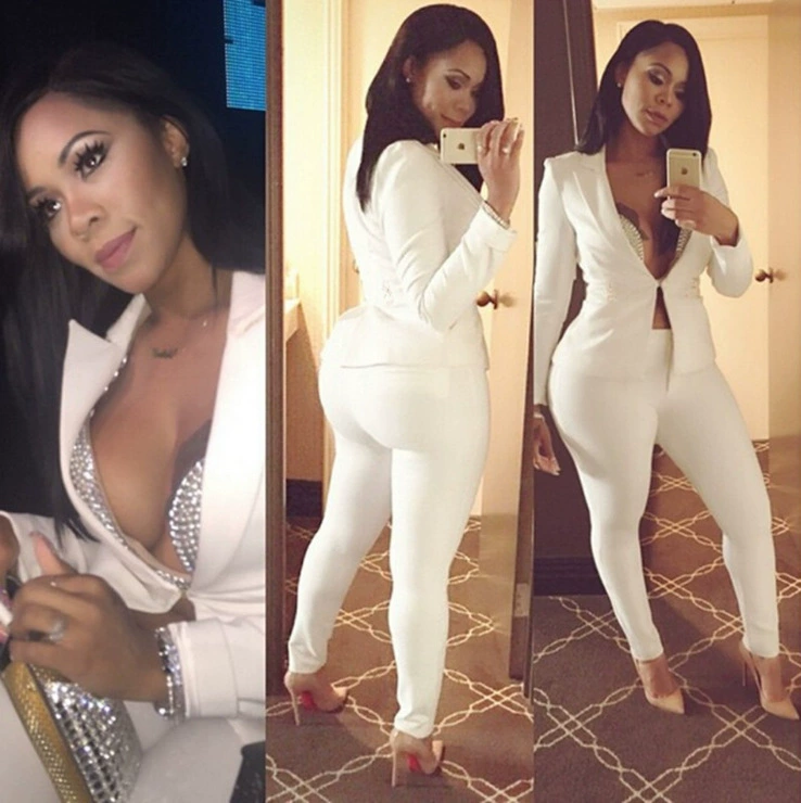 European Station Новый весенне-летний женский повседневный костюм с длинными рукавами, однотонный костюм больших размеров, брюки, комплект из двух предметов