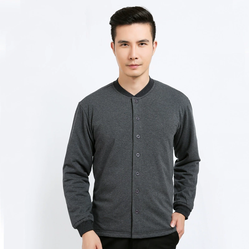 Мужская теплая куртка на флисовой подкладке из шелка тутового дерева среднего и пожилого возраста с хлопковой подкладкой, куртка на шелковой подкладке с хлопковой подкладкой, осенне-зимний кардиган с длинными рукавами, наряд отца