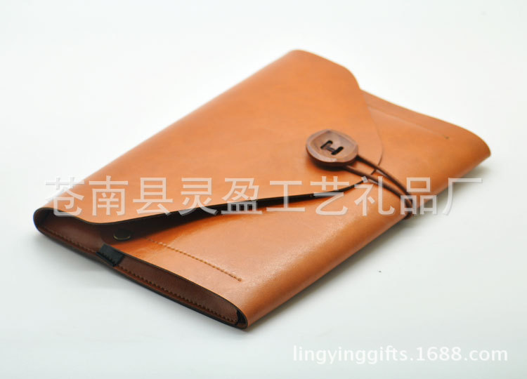 Manufacturers supply color leather portable tablet computer bag leather hand bag business briefcase file bag