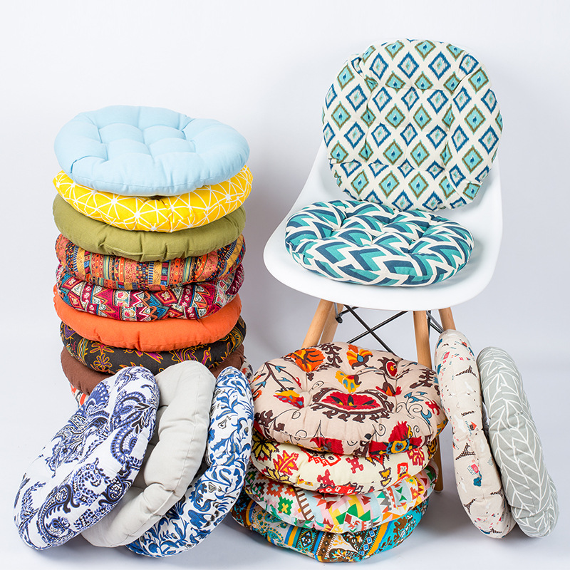 榻榻米圆形椅垫 加厚圆形椅垫 棉麻加厚椅垫