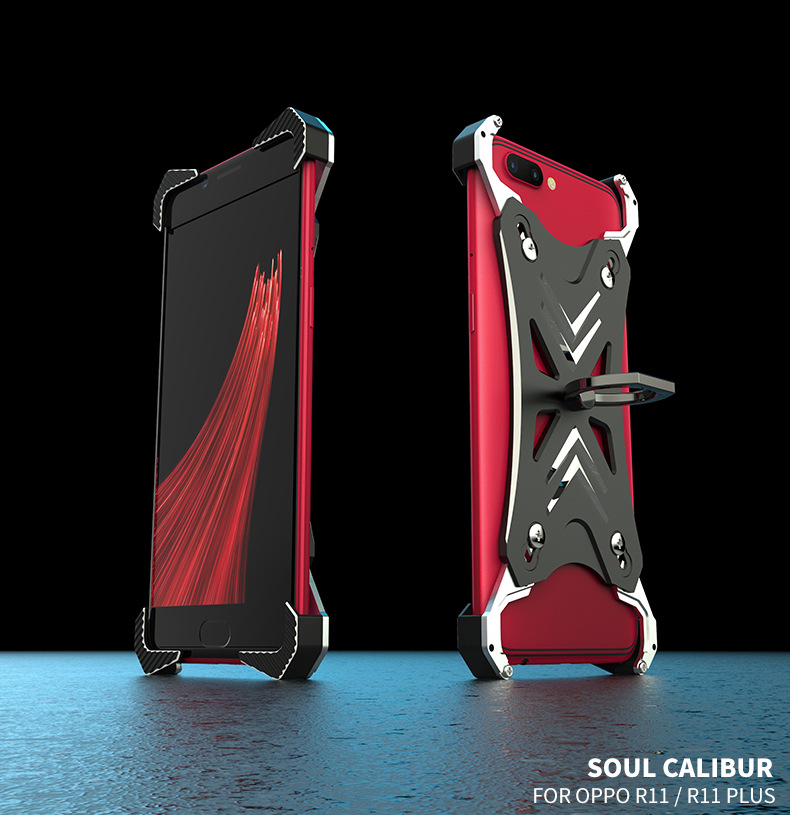 R-Just Soul Calibur Blade Master Ring Holder Shockproof Aerospace Aluminum Metal Shell Case Cover for OPPO R11 & OPPO R11 Plus