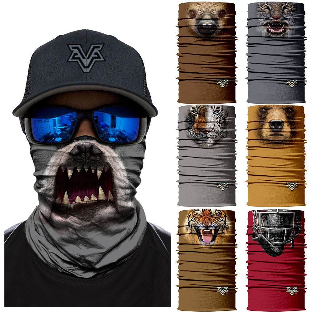 热卖3D动物头套海盗帽长颈鹿大象狼全脸防晒魔术头巾多功能围脖套