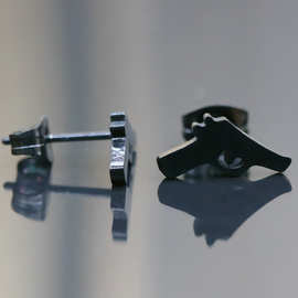厂家直销不锈钢饰品耳环批发供应欧美个性手枪耳饰 手枪耳钉
