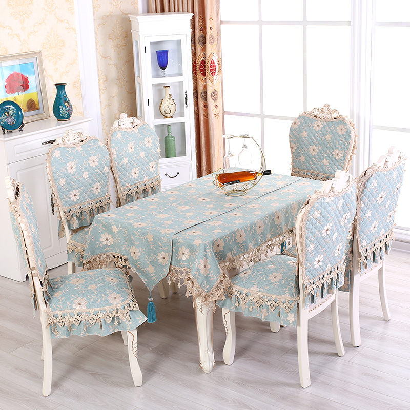 欧式亚麻梅花蓝椅垫 (3)