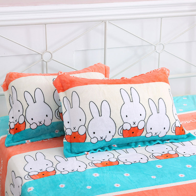 珊瑚绒枕头套一对装48x74加绒法莱绒枕芯皮套加厚保暖法兰绒枕套|ms