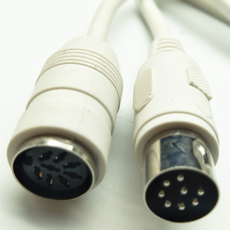 厂家量产 大DIN公对母连接线 车针大DIN8P延长线白色