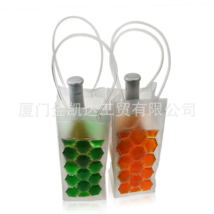 网红手提冰酒袋PVC凝胶手提红酒袋红酒冰袋促销PVC酒袋可制定