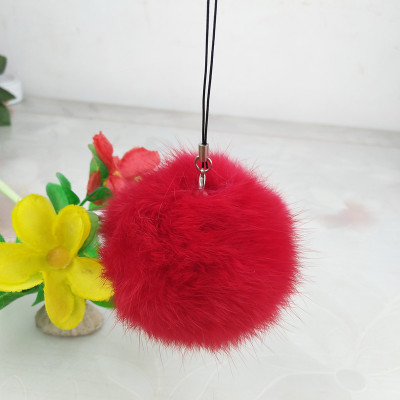 现货批发8cm兔毛球挂件 手机饰品 手机挂件钥匙挂件 包包挂饰多色