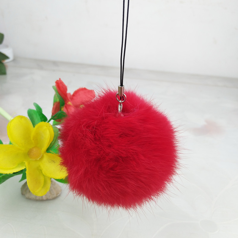现货批发8cm兔毛球挂件 手机饰品 手机挂件钥匙挂件 包包挂饰多色