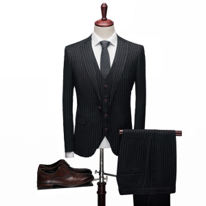 Striped suit suit for men business casual wedding bridegroom three piece suit