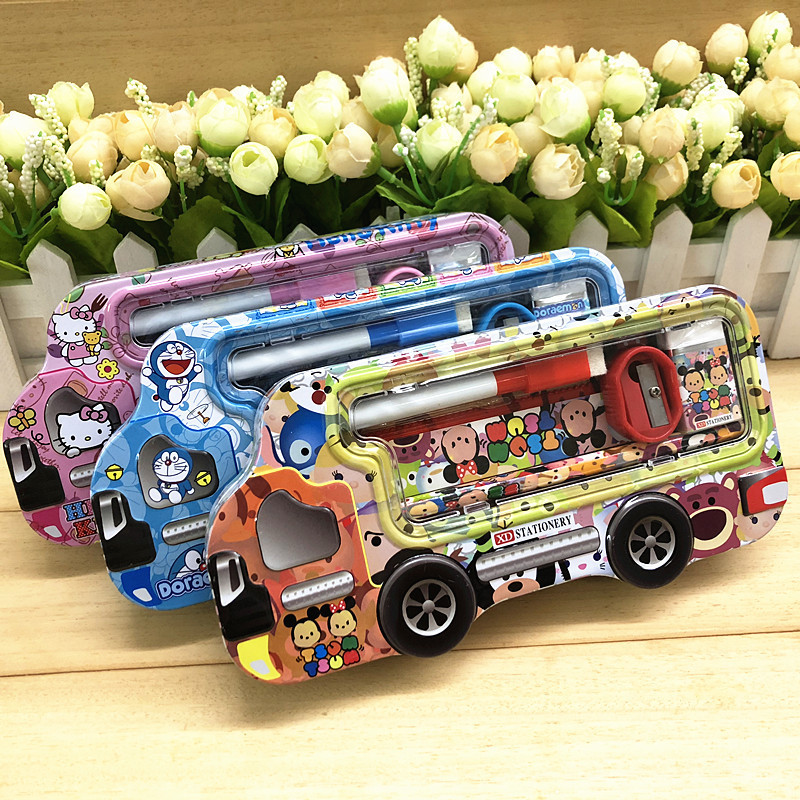 创意小学生文具套装 儿童学习用品 卡通铁笔盒六一礼品 文具礼盒|ru