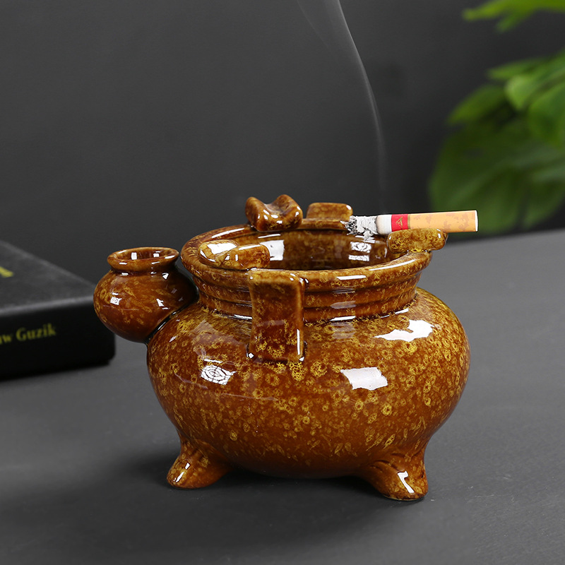 customized ceramics ashtray Kiln transformation originality Retro Ashtray household bedroom a living room multi-function personality Smoke pot