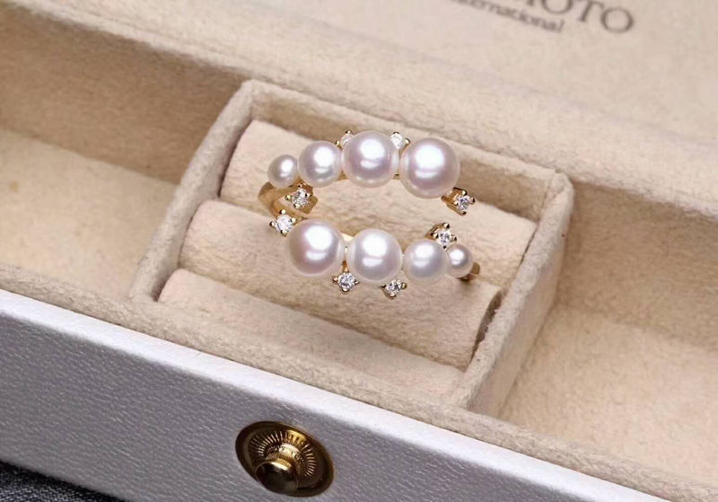 海心珠宝 天然淡水珍珠戒指3-8mm纯银活口戒指女 时尚靓丽的款式