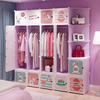 Renting wardrobe Cartoon baby Wardrobe Assemble Elegant and quiet violet rabbit Economic type children Lockers