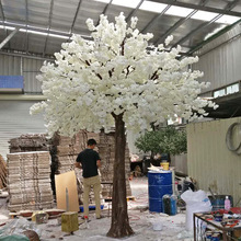 仿真樱花树批发定制逼真樱花树玻璃钢材质防火真树杆白色樱花