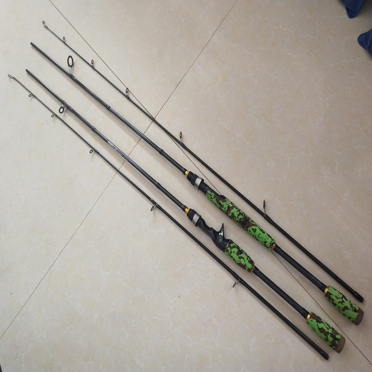 跨境专供路亚竿M调ML调硬调迷彩插接竿碳素路亚竿抛竿钓鱼竿鱼竿