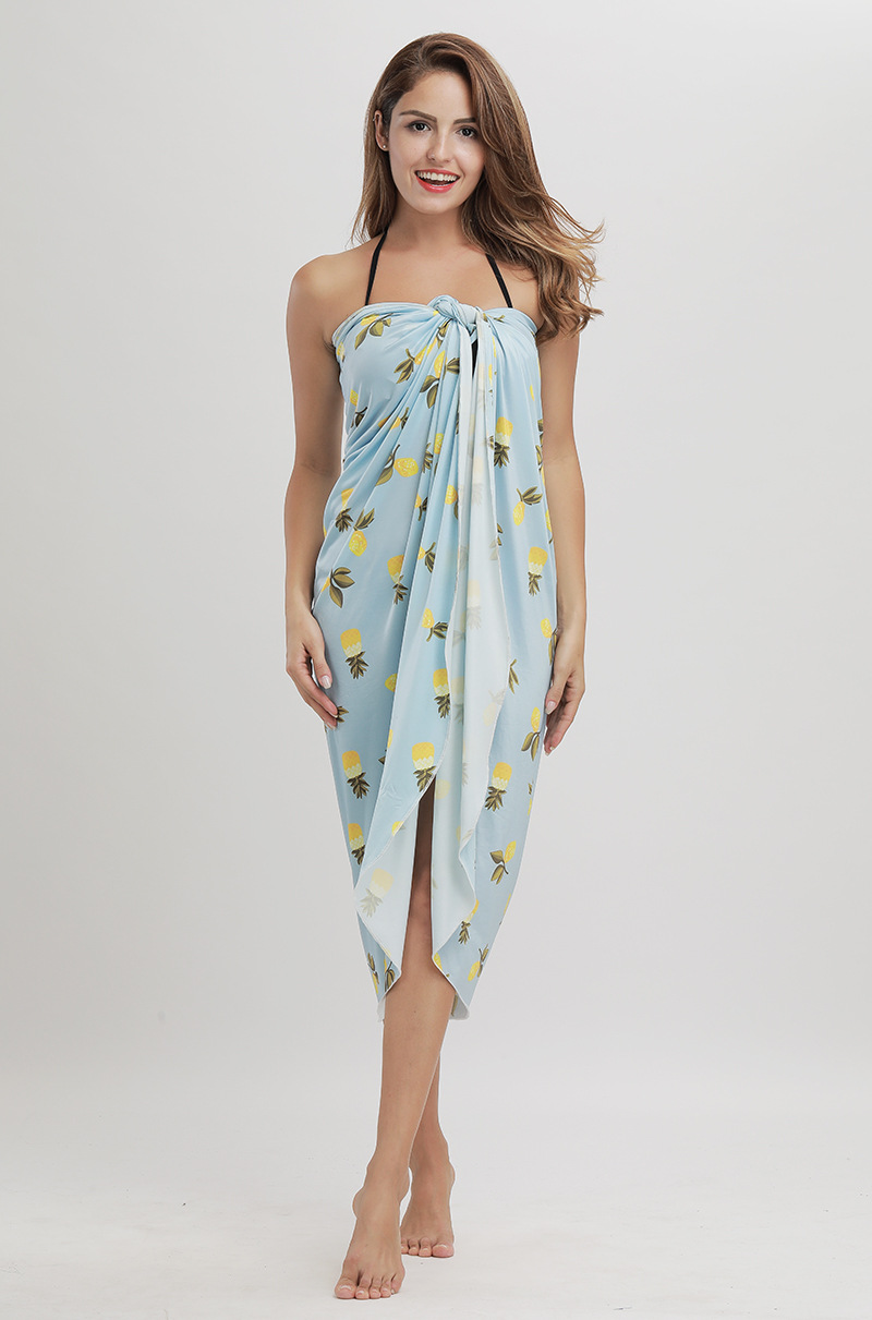 Summer Pineapple Print Beach Dress Multi functional Cover up UV Protection Lightweight Fabric Ideal for Vacation