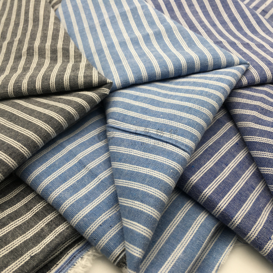 厂家直销 现货供应 人棉竖条 色织面料 外贸热卖 批发