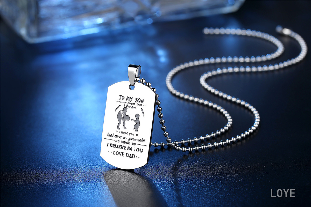 To My Son Never Forget That I Love You Stainless Steel Necklace display picture 2