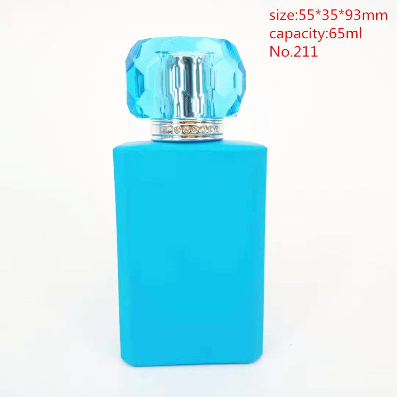工厂供货供应65ml喷雾香水瓶蓝色配有盖子蓝色瓶小容量