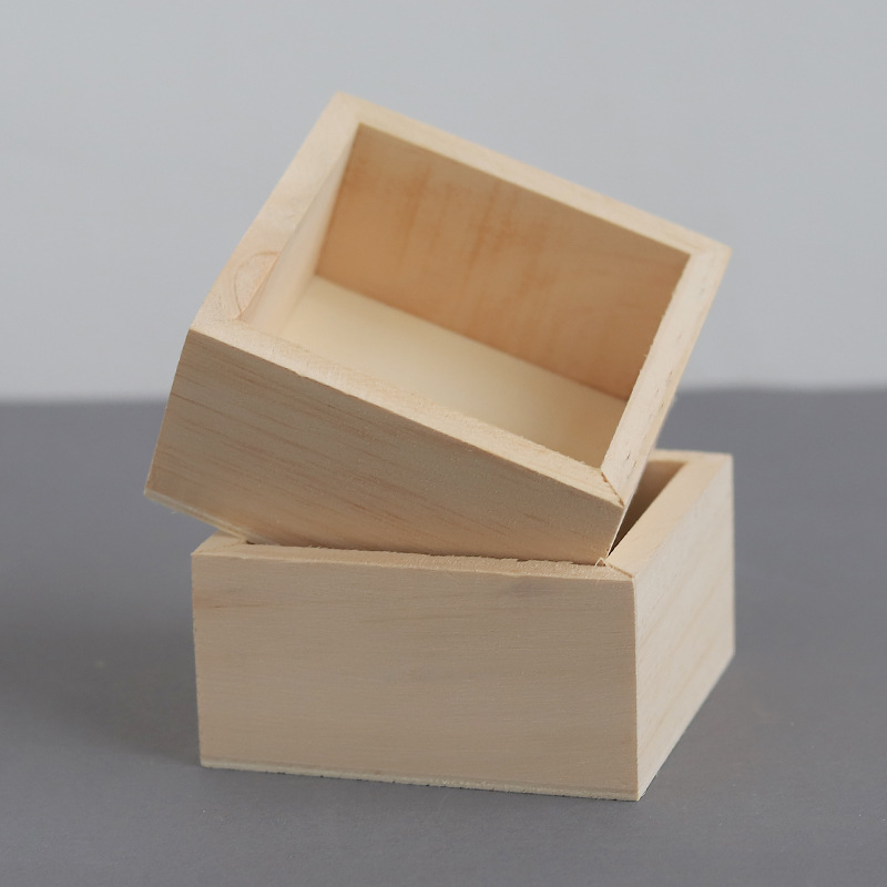 批发创意木质桌面收纳盒 原木正方形小号小木盒子杂物储物收纳盒