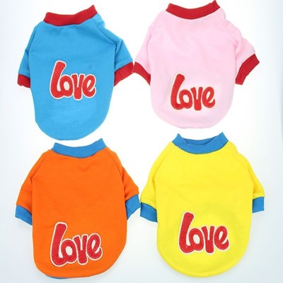 跨境宠物服装纯棉加厚狗狗衣服短袖狗狗T恤 多色狗狗衣服秋冬|ru